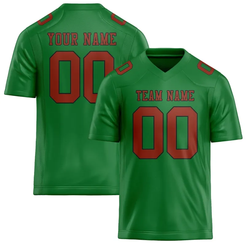 Custom Emerald Green Coral Red Football Jersey made by Tailorly