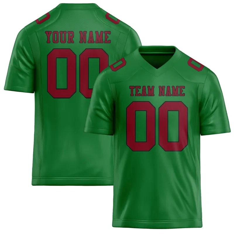 Custom Emerald Green Crimson Red Football Jersey made by Tailorly