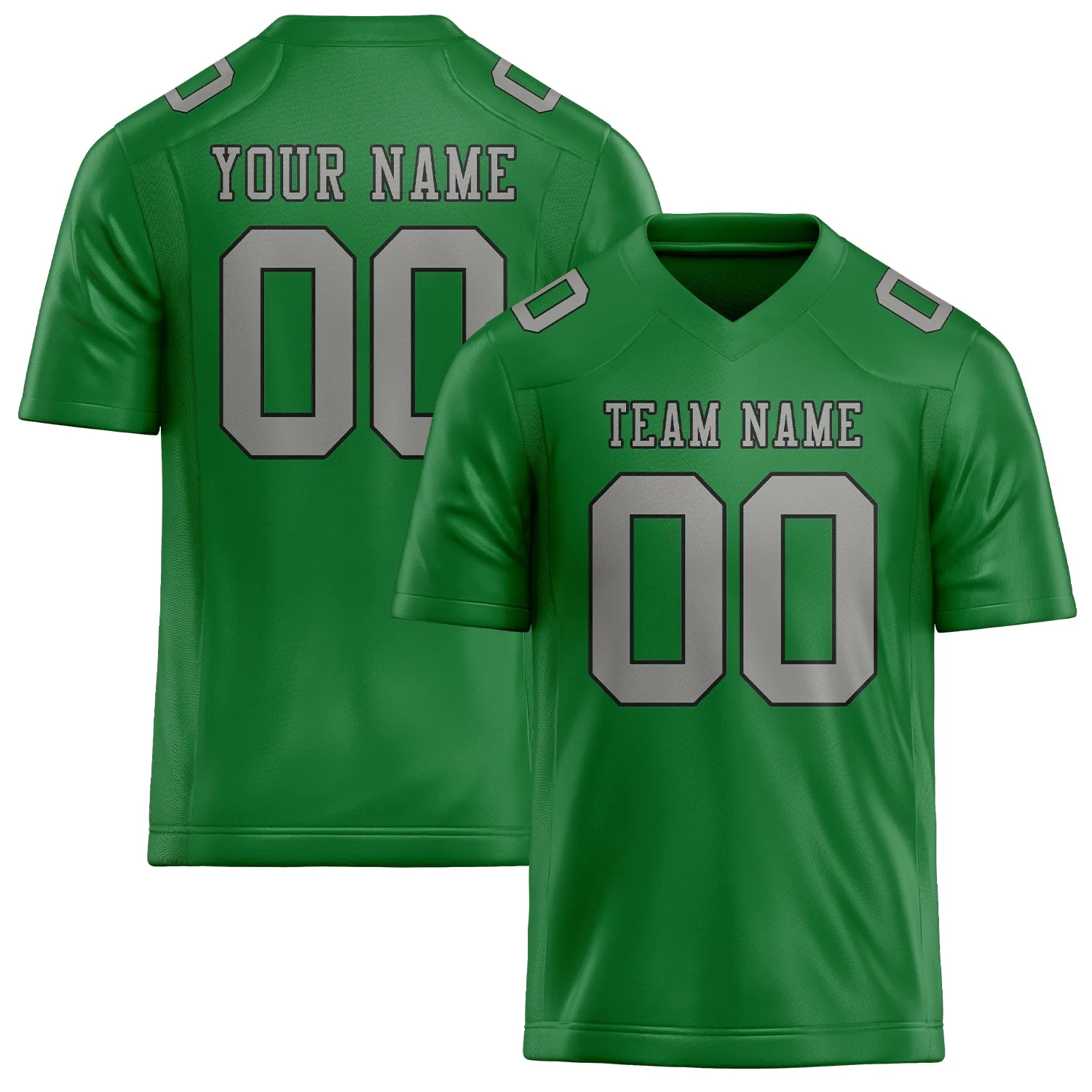 Custom Emerald Green Gray Football Jersey sold by Tailorly