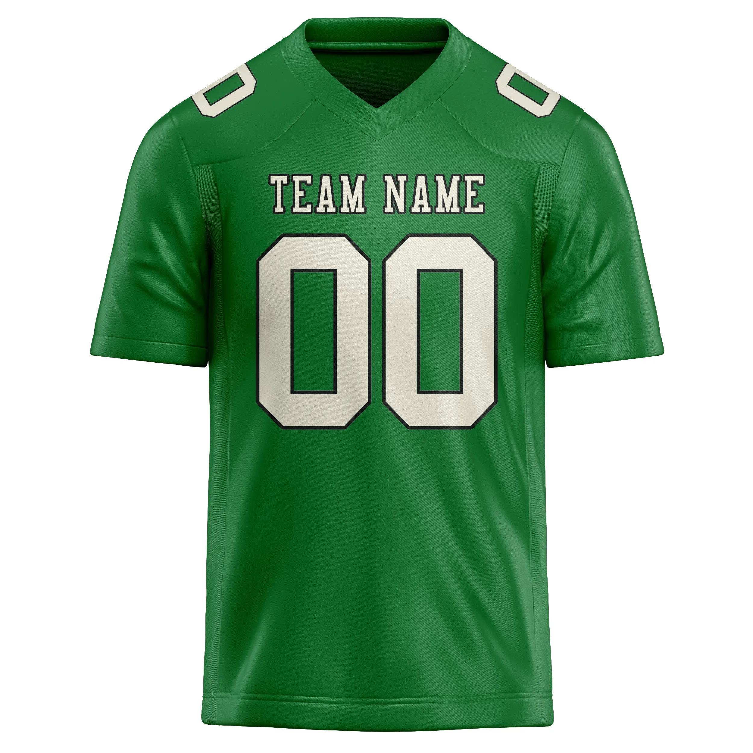 Custom Emerald Green Cream Football Jersey sold by Tailorly product image thumbnail 2