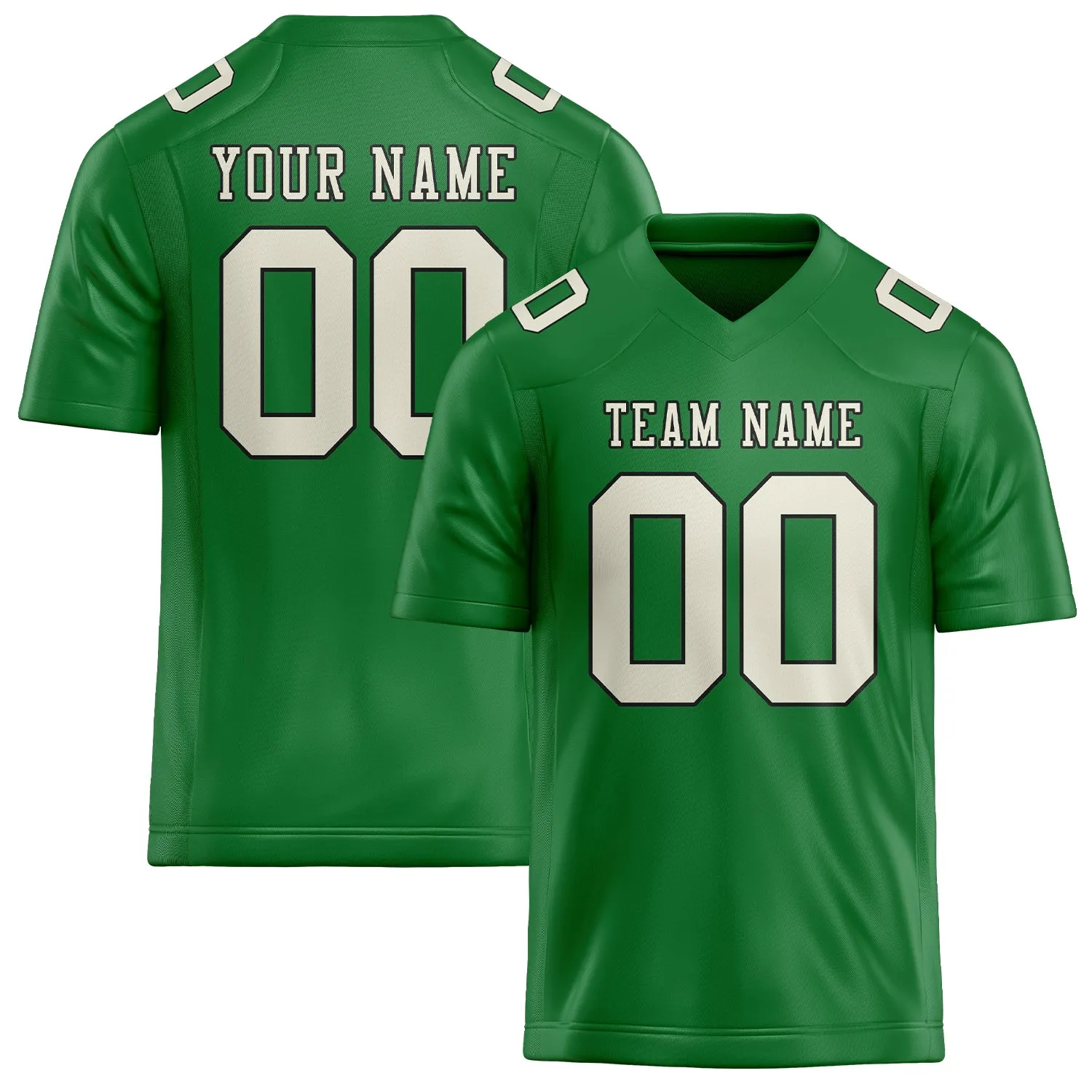 Custom Emerald Green Cream Football Jersey sold by Tailorly