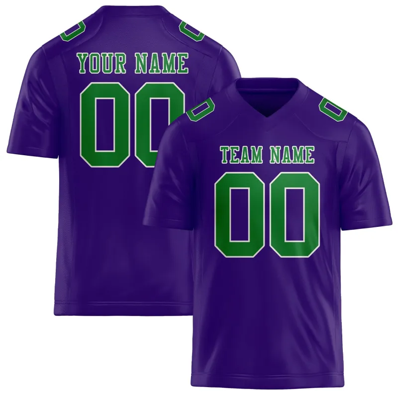 Custom Light Purple Emerald Green Football Jersey made by Tailorly