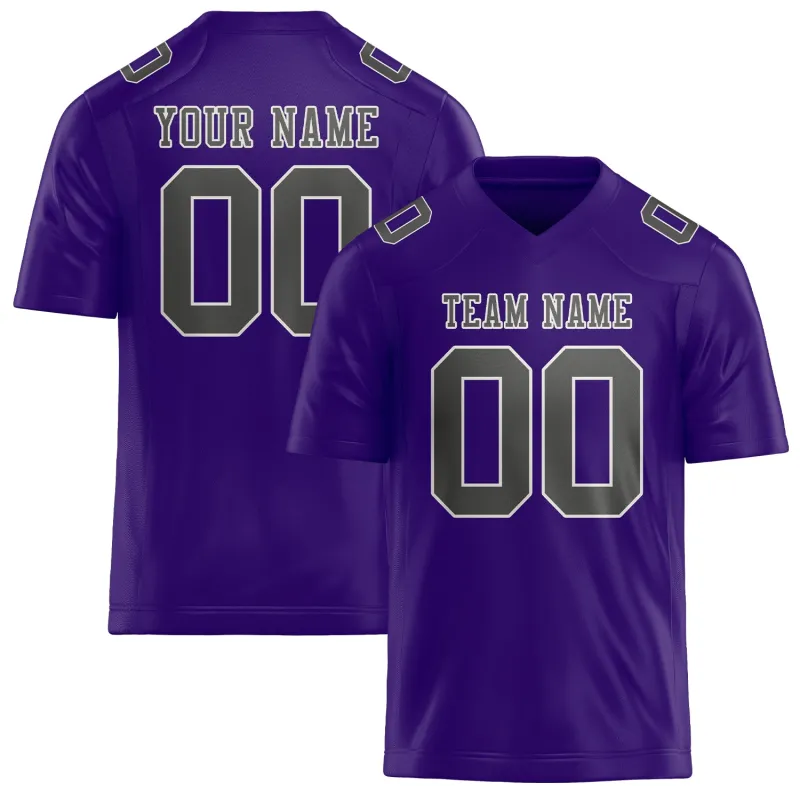 Custom Light Purple Dark Grey Football Jersey made by Tailorly
