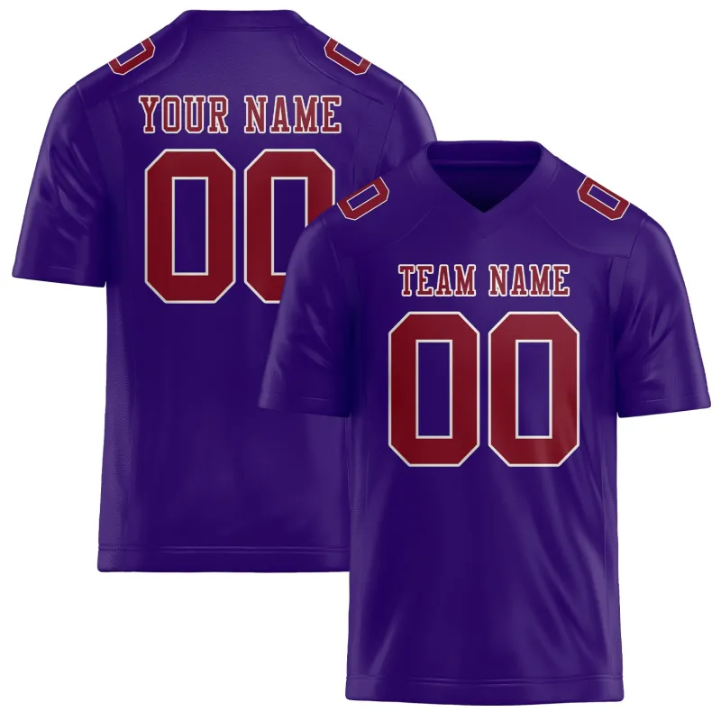 Custom Light Purple Crimson Red Football Jersey made by Tailorly