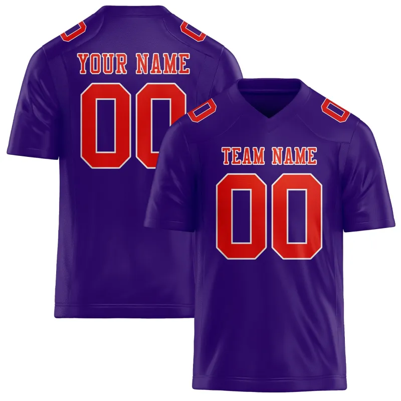 Custom Light Purple Orange Red Football Jersey made by Tailorly
