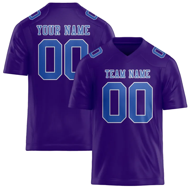 Custom Light Purple Sky Blue Football Jersey made by Tailorly