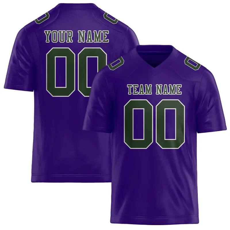 Custom Light Purple Dark Green Football Jersey made by Tailorly