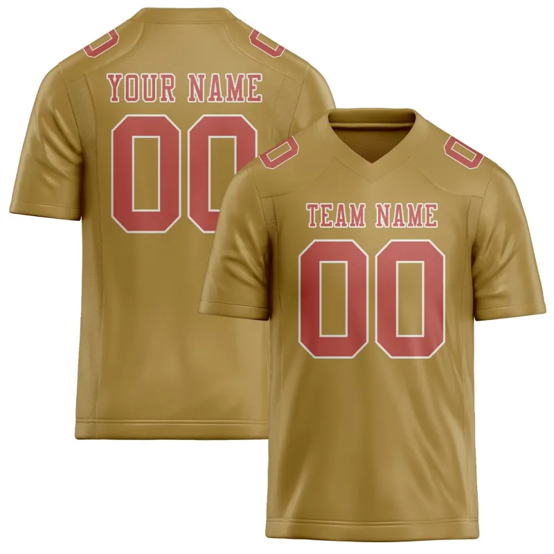 Custom Khaki Copper Rose Football Jersey made by Tailorly