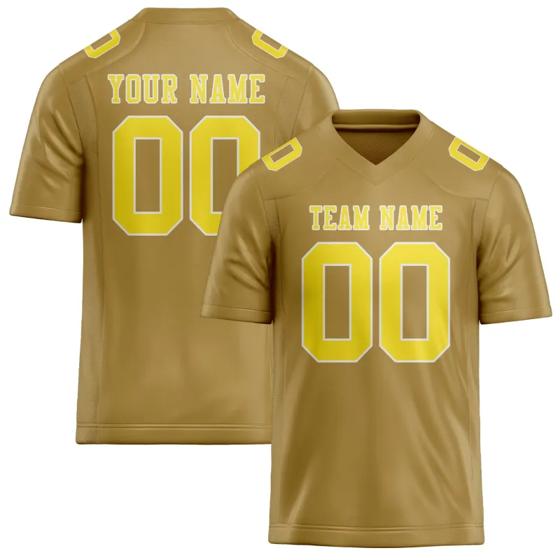Custom Khaki Light Yellow Football Jersey made by Tailorly