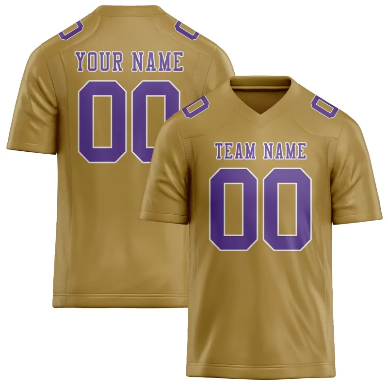 Custom Khaki Light Purple Football Jersey made by Tailorly