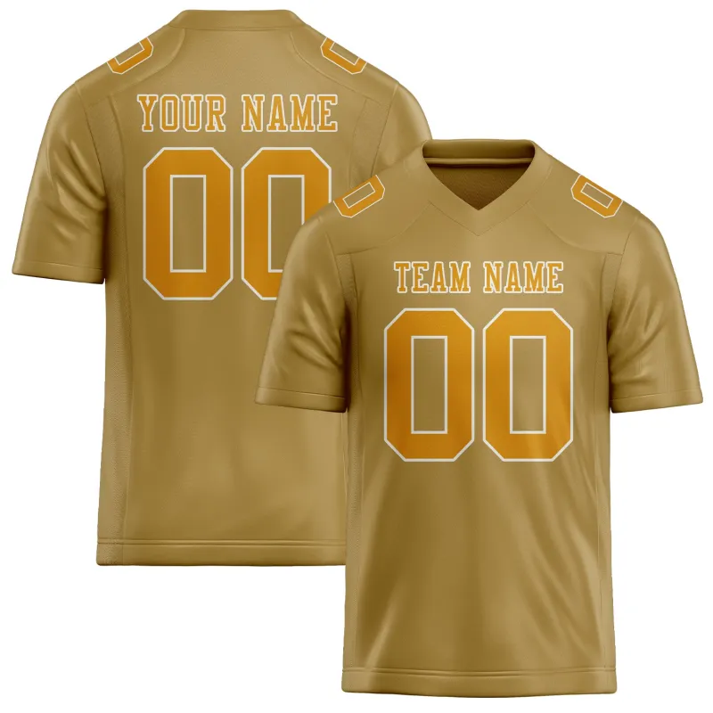 Custom Khaki Yellow Football Jersey made by Tailorly