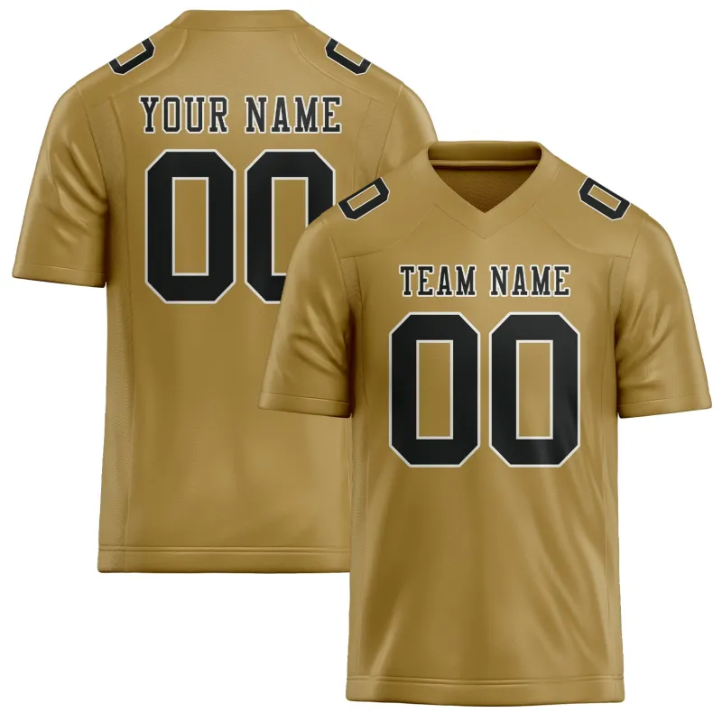 Custom Khaki Black Football Jersey made by Tailorly