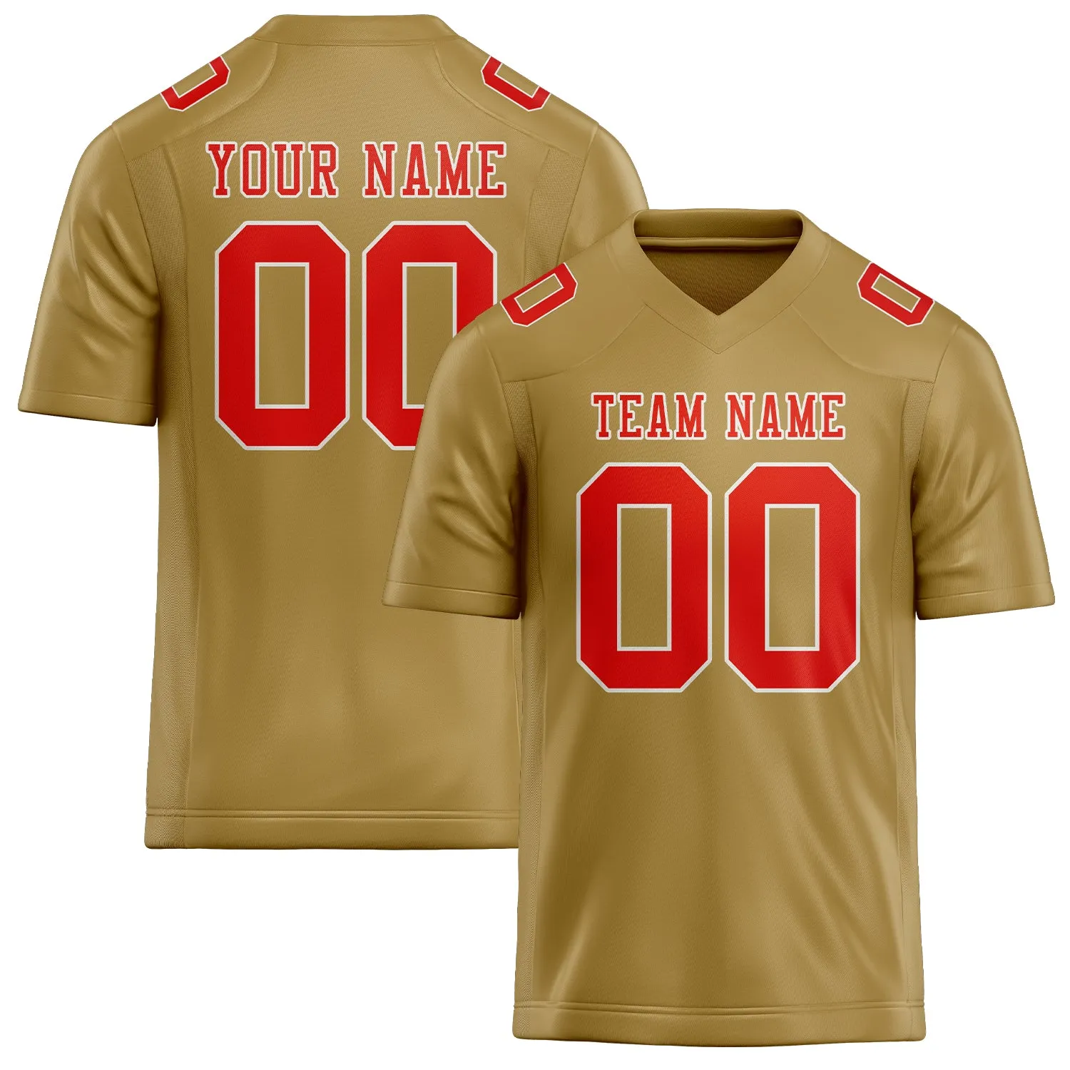 Custom Khaki Orange Red Football Jersey sold by Tailorly