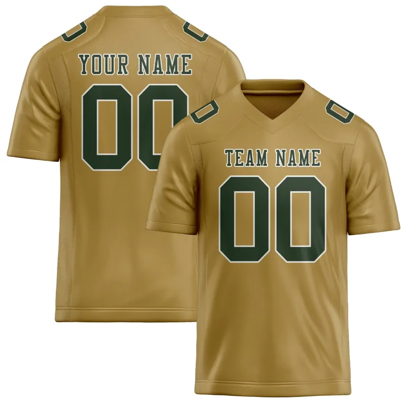 Custom Khaki Dark Green Football Jersey made by Tailorly