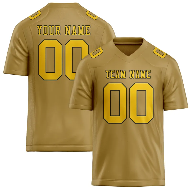 Custom Khaki Gold Football Jersey made by Tailorly