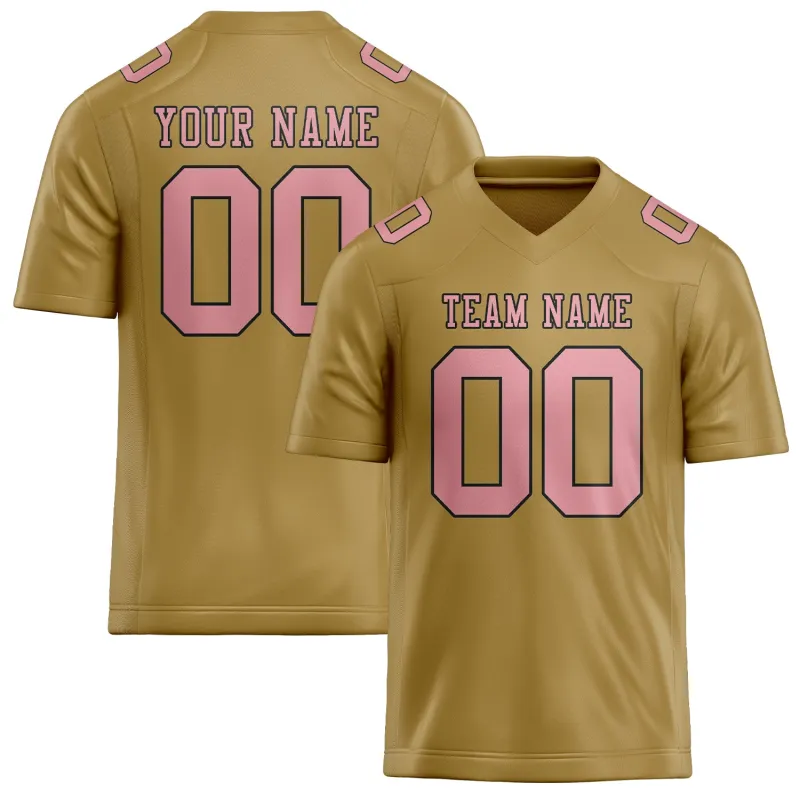 Custom Khaki Light Pink Football Jersey made by Tailorly