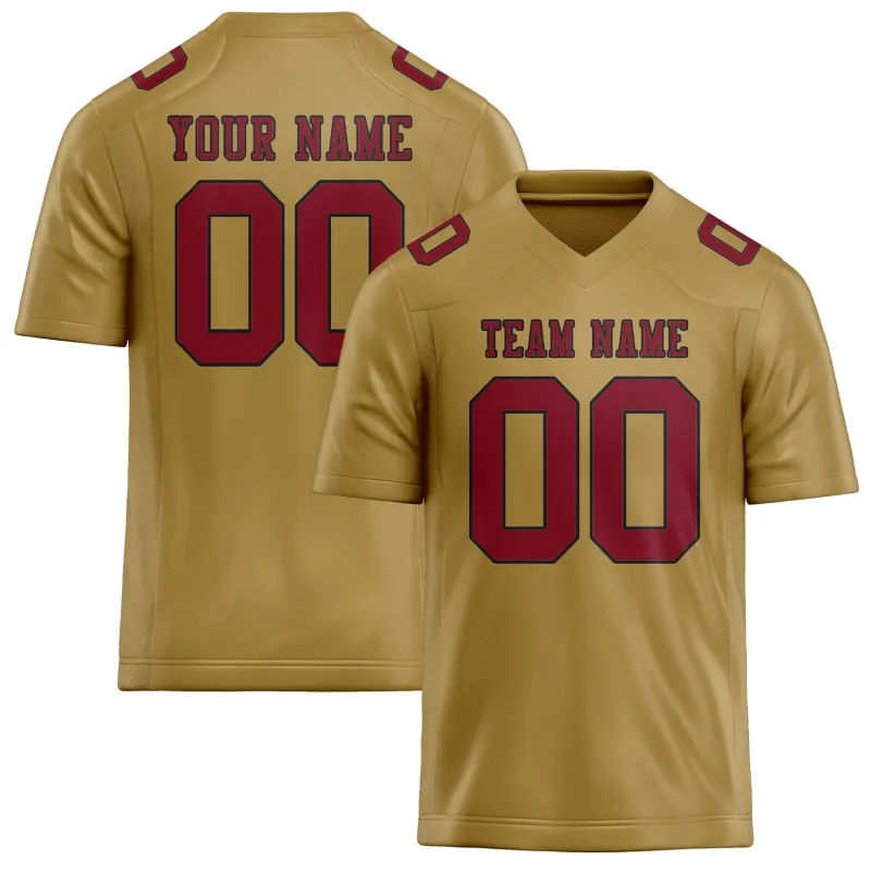 Custom Khaki Crimson Red Football Jersey made by Tailorly