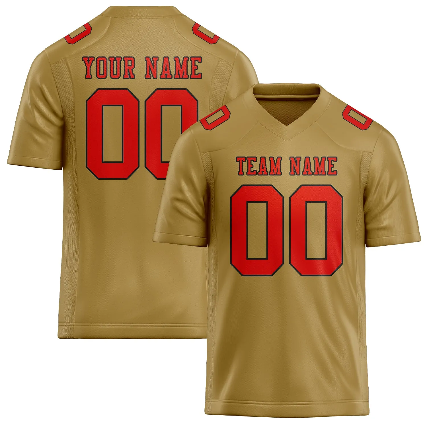 Custom Khaki Orange Red Football Jersey sold by Tailorly