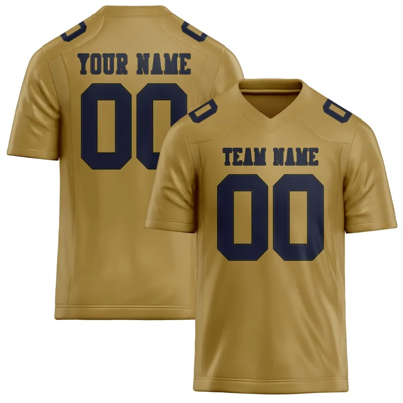 Custom Khaki Navy Football Jersey made by Tailorly