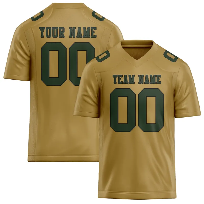 Custom Khaki Dark Green Football Jersey made by Tailorly