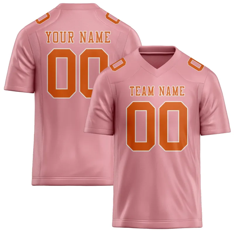 Custom Light Pink Orange Football Jersey made by Tailorly