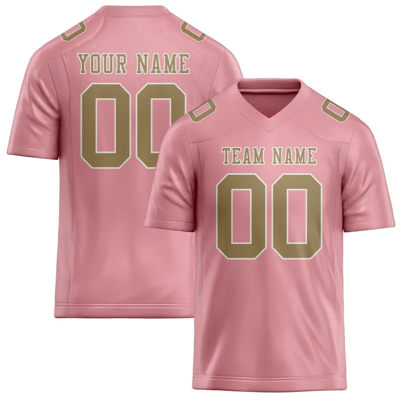 Custom Light Pink Light Khaki Football Jersey made by Tailorly