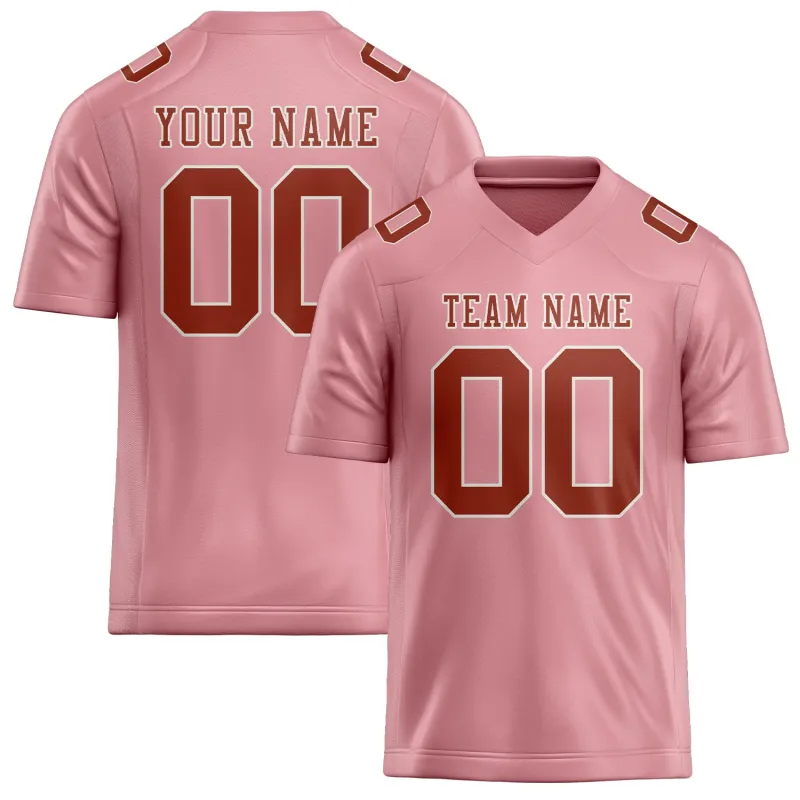 Custom Light Pink Coral Red Football Jersey made by Tailorly