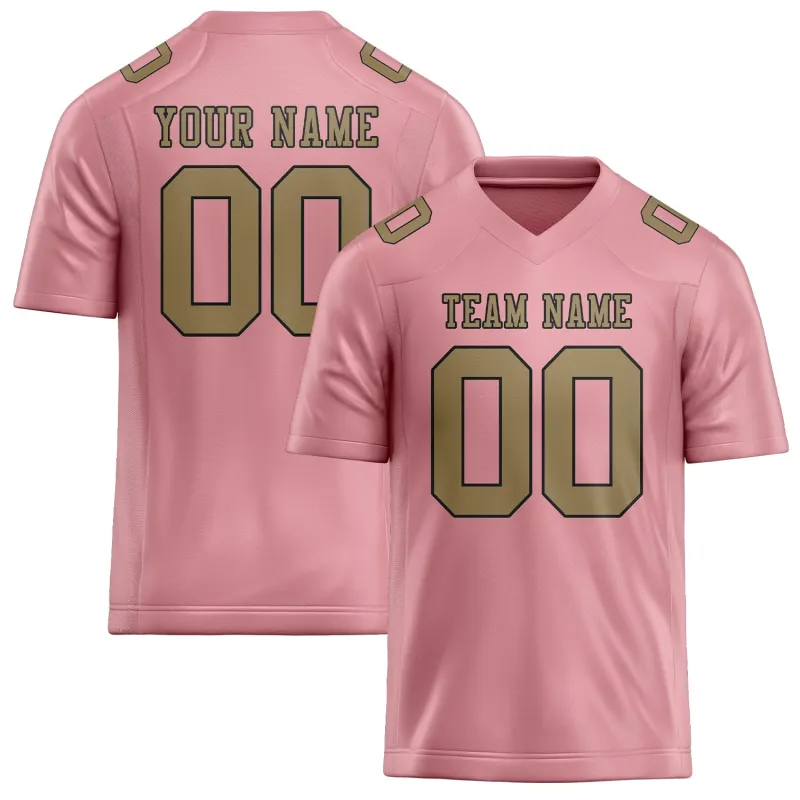 Custom Light Pink Light Khaki Football Jersey made by Tailorly