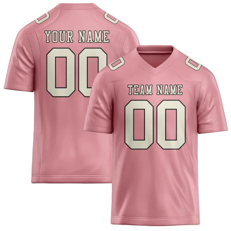 Custom Light Pink Cream Football Jersey made by Tailorly