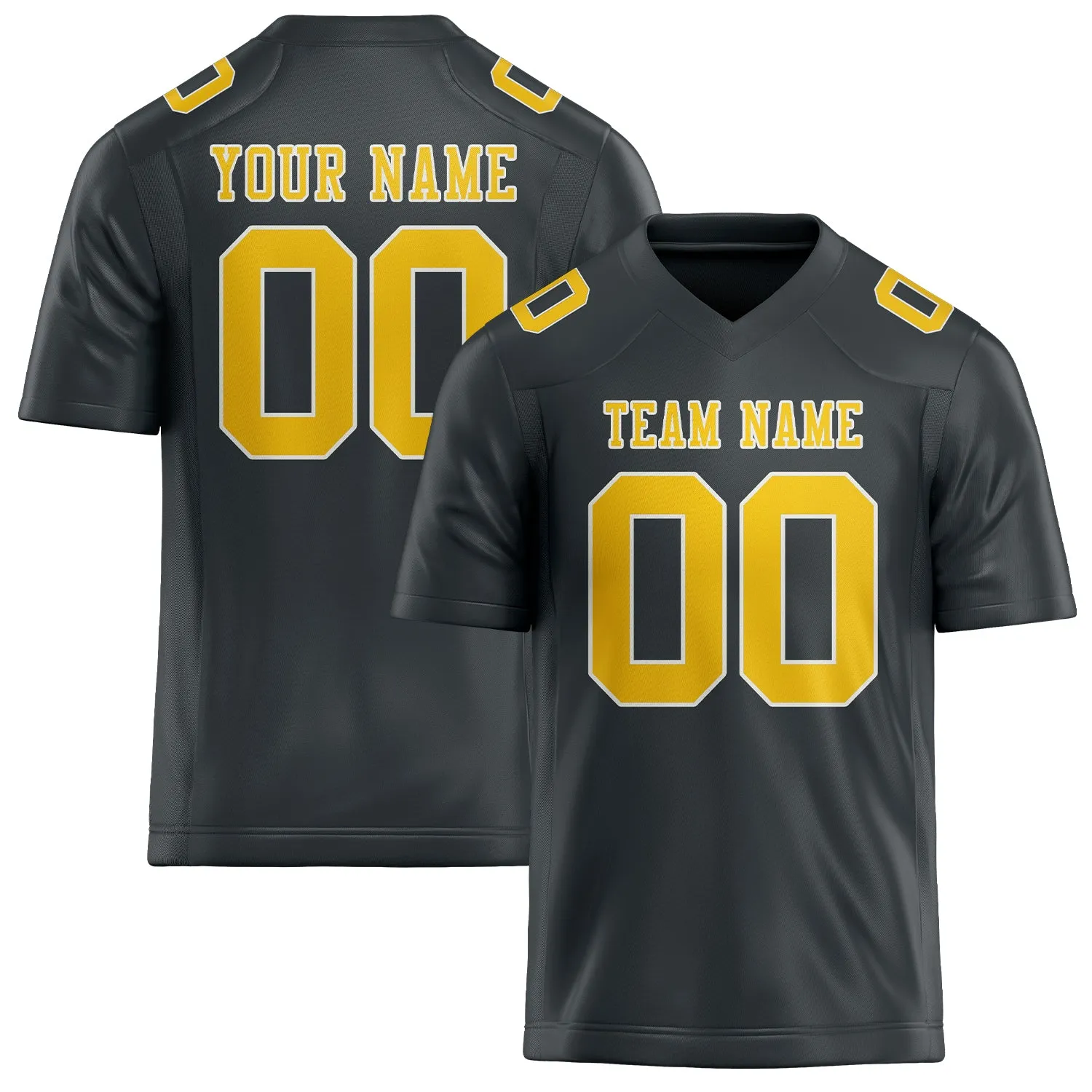 Custom Dark Grey Gold Football Jersey sold by Tailorly
