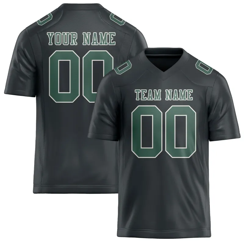 Custom Dark Grey Blue Green Football Jersey made by Tailorly
