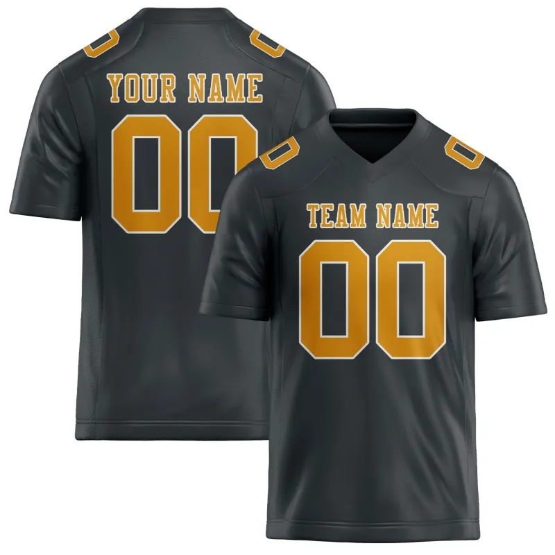 Custom Dark Grey Yellow Football Jersey made by Tailorly