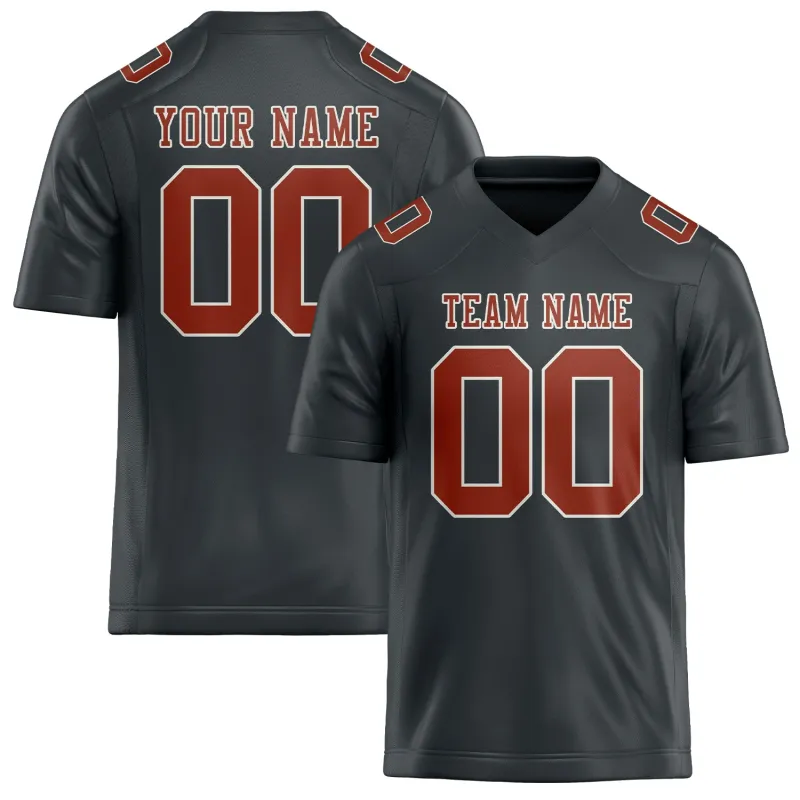 Custom Dark Grey Coral Red Football Jersey made by Tailorly