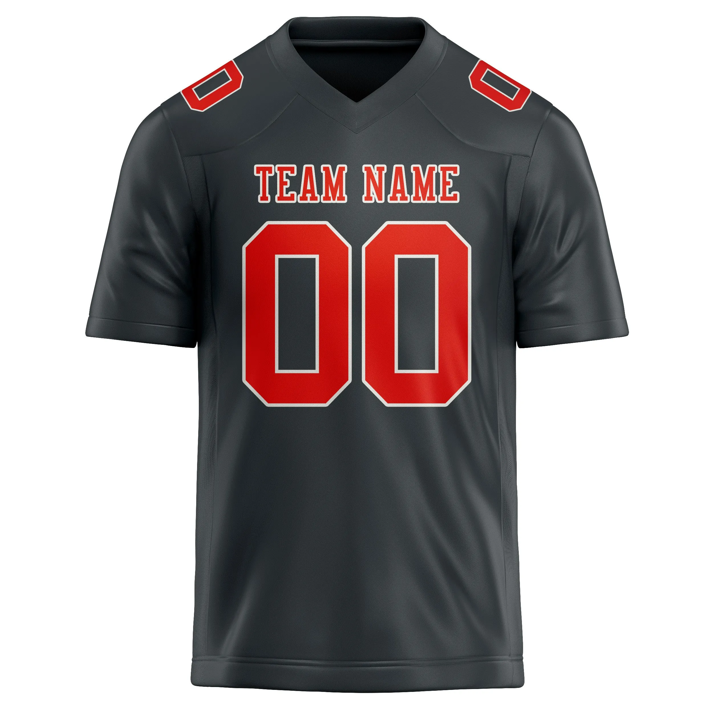 Custom Dark Grey Orange Red Football Jersey sold by Tailorly product image thumbnail 2