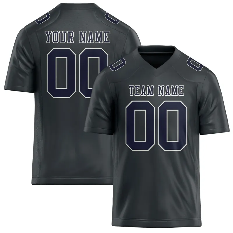 Custom Dark Grey Navy Football Jersey made by Tailorly