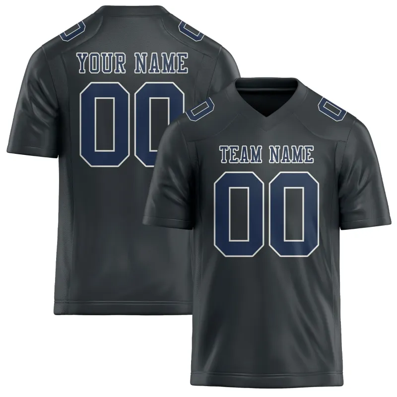 Custom Dark Grey Blue Football Jersey made by Tailorly