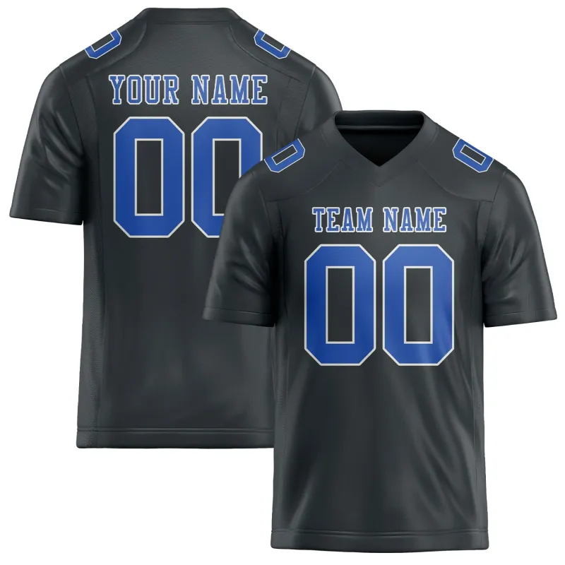 Custom Dark Grey Sky Blue Football Jersey made by Tailorly