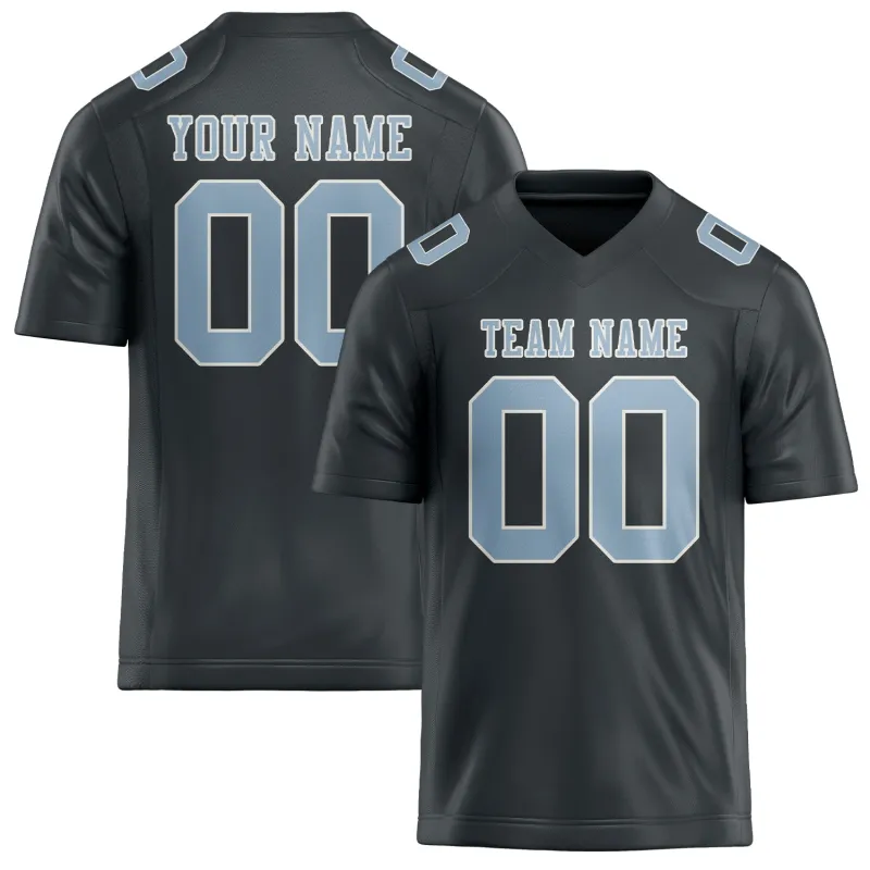 Custom Dark Grey Light Blue Football Jersey made by Tailorly