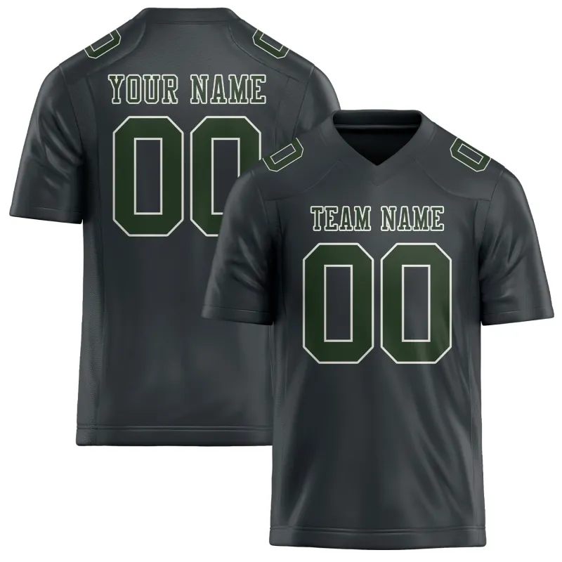 Custom Dark Grey Dark Green Football Jersey made by Tailorly