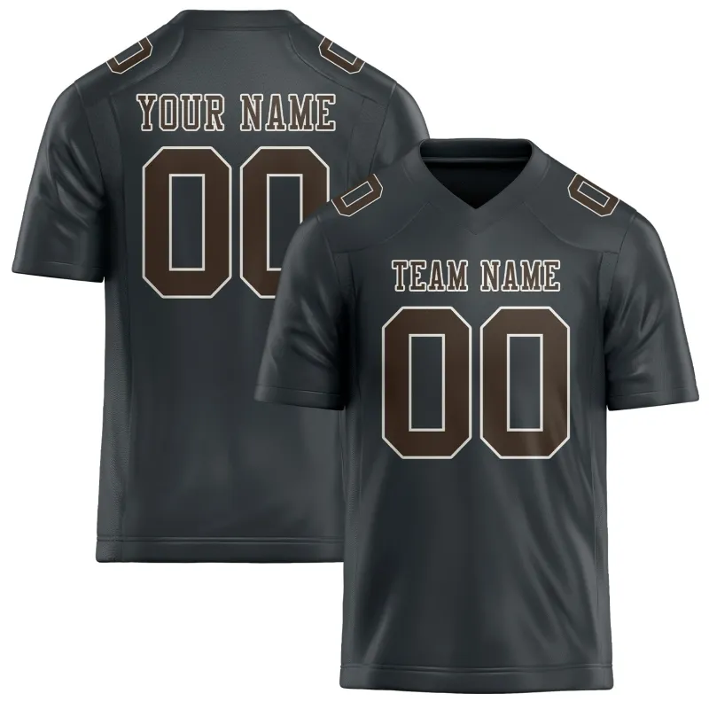 Custom Dark Grey Brown Football Jersey made by Tailorly