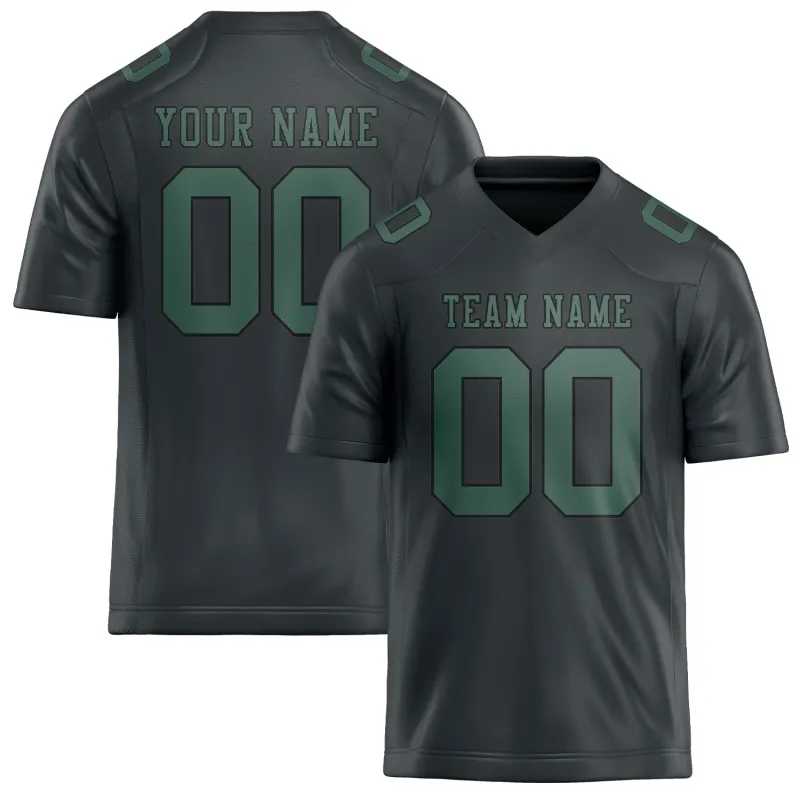 Custom Dark Grey Blue Green Football Jersey made by Tailorly