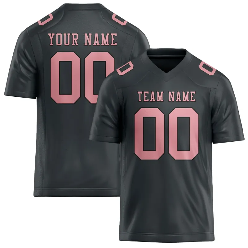 Custom Dark Grey Light Pink Football Jersey made by Tailorly