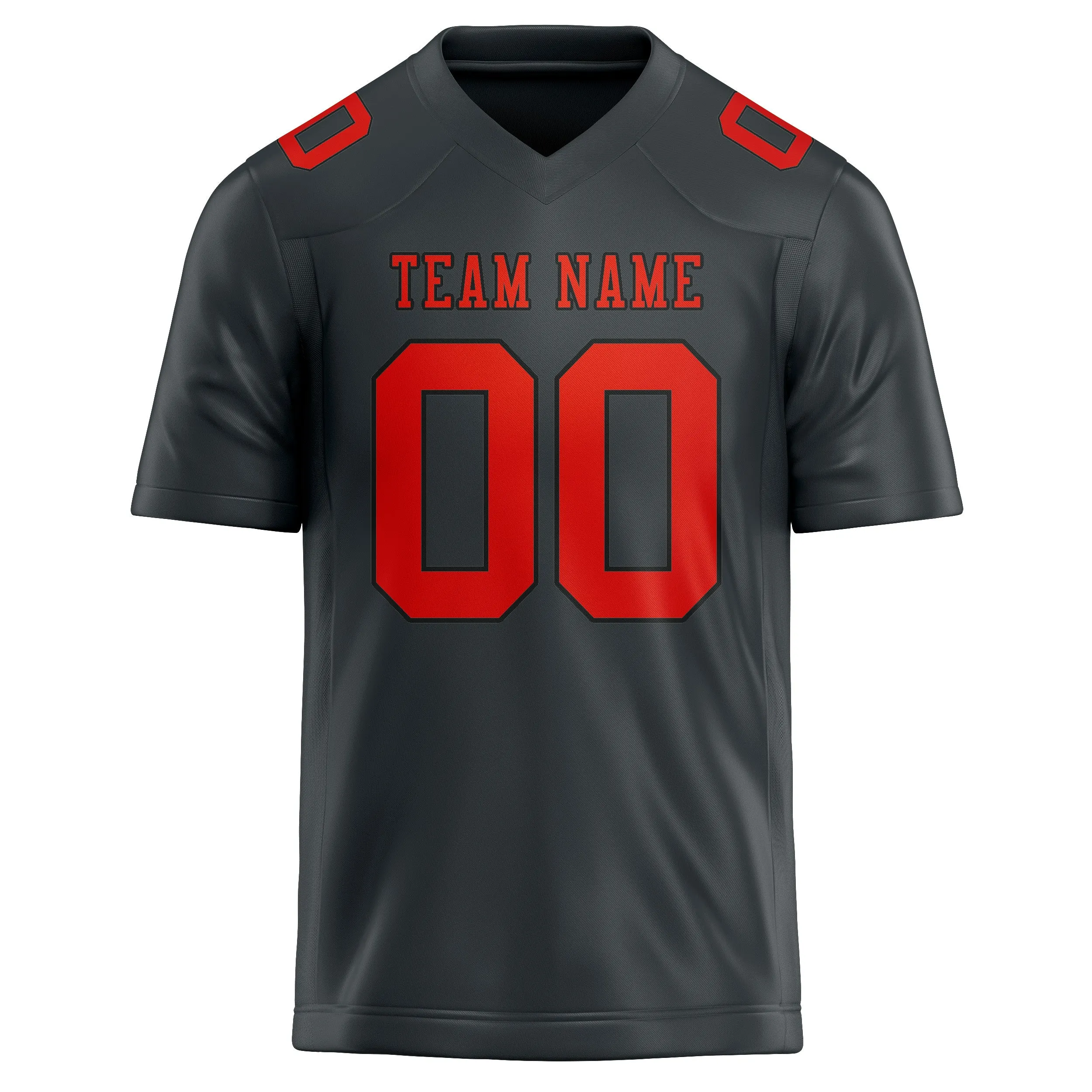 Custom Dark Grey Orange Red Football Jersey sold by Tailorly product image thumbnail 2