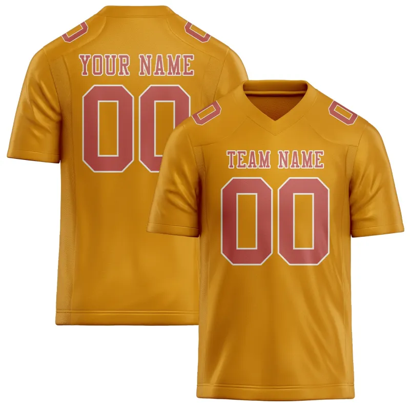 Custom Yellow Copper Rose Football Jersey made by Tailorly