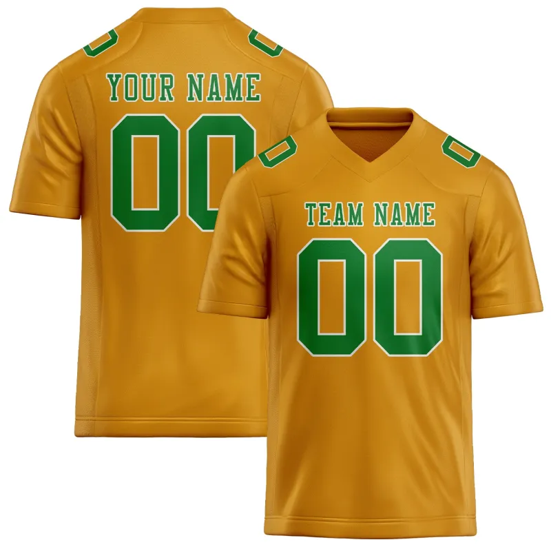 Custom Yellow Emerald Green Football Jersey made by Tailorly