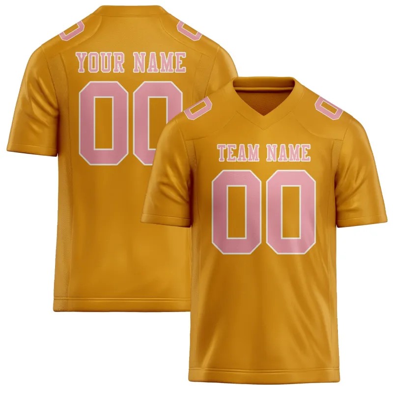 Custom Yellow Light Pink Football Jersey made by Tailorly