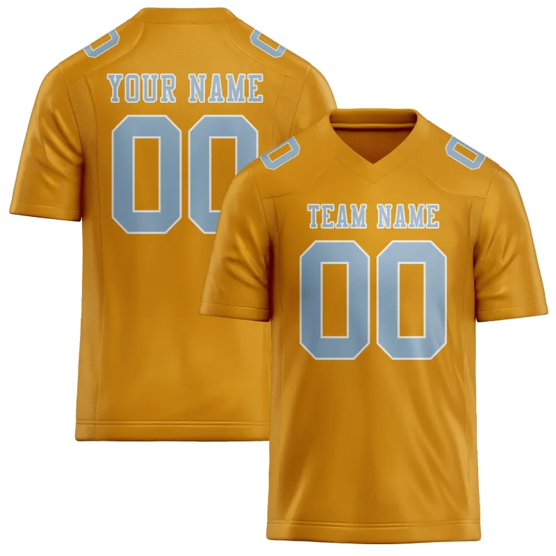 Custom Yellow Light Blue Football Jersey made by Tailorly