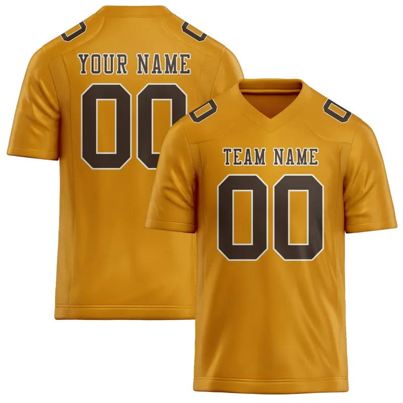 Custom Yellow Brown Football Jersey made by Tailorly