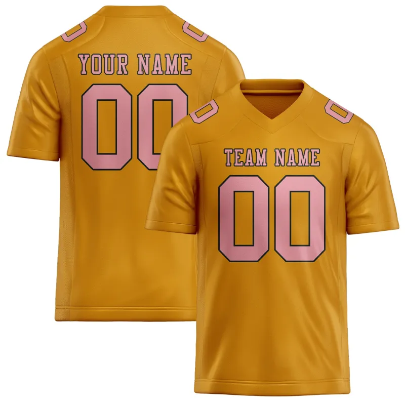 Custom Yellow Light Pink Football Jersey made by Tailorly
