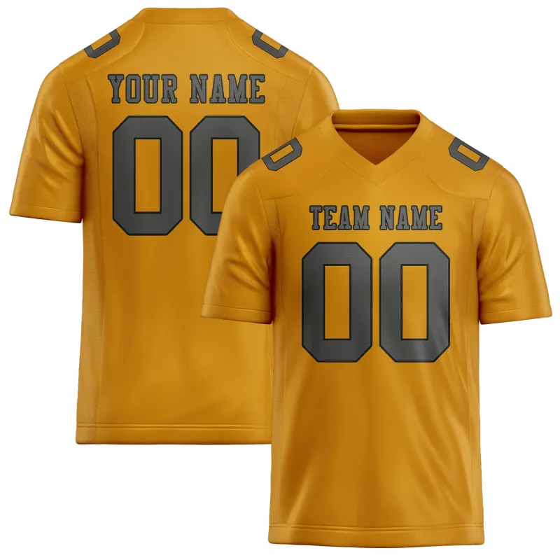 Custom Yellow Dark Grey Football Jersey made by Tailorly